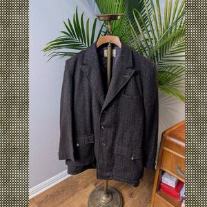 1940s 50s Town & Country Brown Western Bi-Swing Atomic Fleck Sportcoat Sz 40 42